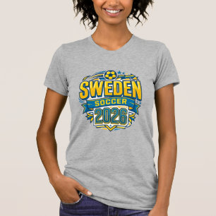 Sverige Fotboll 2026 Fotboll Fet Land Typografi T Shirt