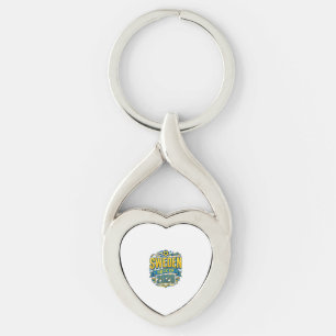 Sverige Fotboll 2026 Fotboll Fet Land Typografi Twisted Heart Silverfärgad Nyckelring
