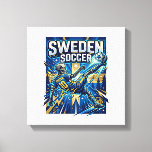 Sverige Fotboll Skelett Anfallare Nationer Affisch Canvastryck