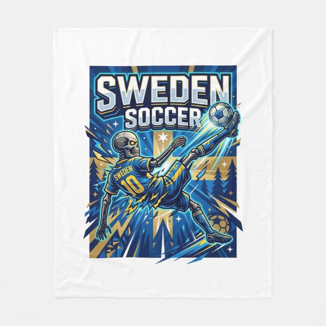 Sverige Fotboll Skelett Anfallare Nationer Affisch Fleecefilt (Framsidan)