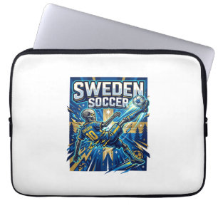 Sverige Fotboll Skelett Anfallare Nationer Affisch Laptop Fodral