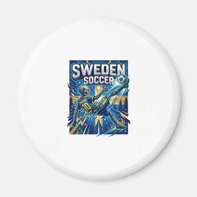 Sverige Fotboll Skelett Anfallare Nationer Affisch Magnet (Framsidan)