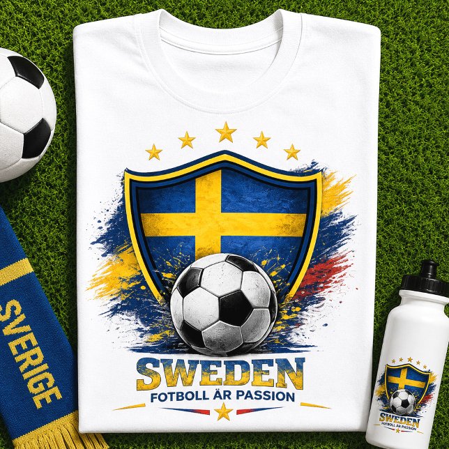 Sverige Fotbollsfan Svenska Fotbolls-VM T Shirt (Skapare uppladdad)