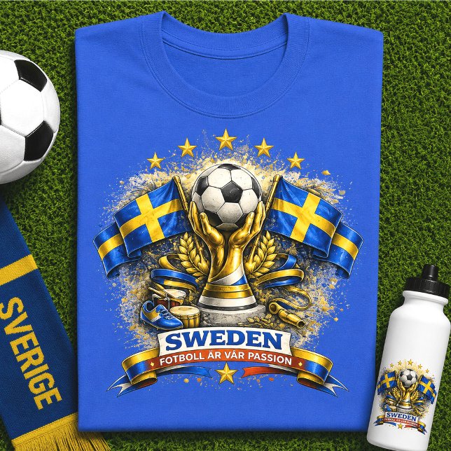 Sverige Fotbollsfan Svenska Fotbolls-VM T Shirt (Skapare uppladdad)