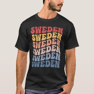 Sverige Groovy Retro Swede T Shirt
