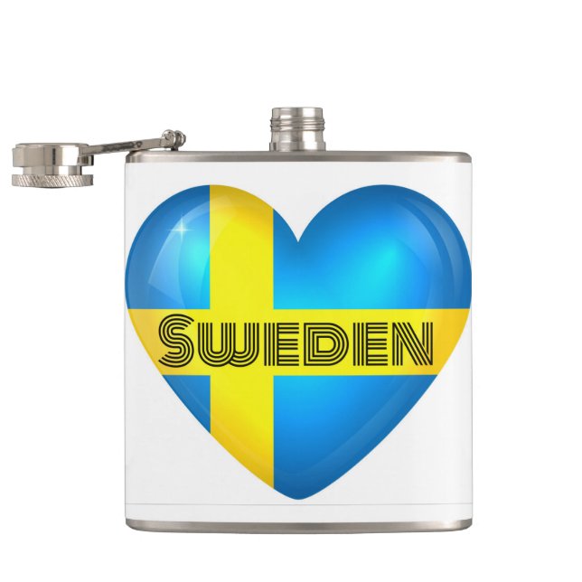 Sverige Heart Flagga Fickplunta (Öppnad)