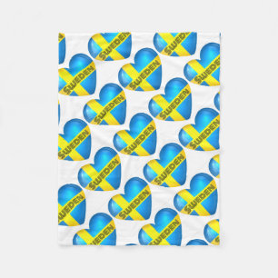 Sverige Heart Flagga Fleecefilt