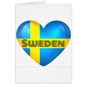 Sverige Heart Flagga Hälsningskort