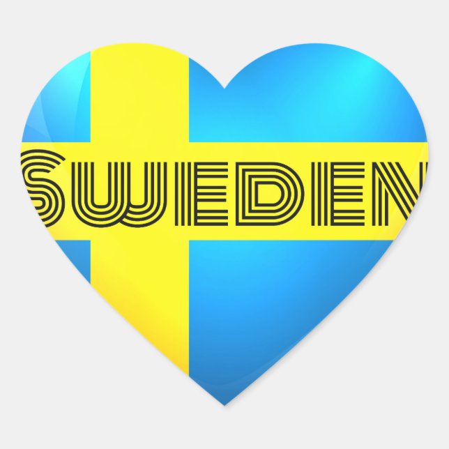 Sverige Heart Flagga Hjärtformat Klistermärke (Framsida)