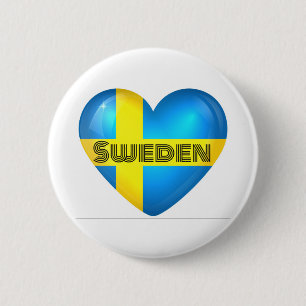 Sverige Heart Flagga Knapp