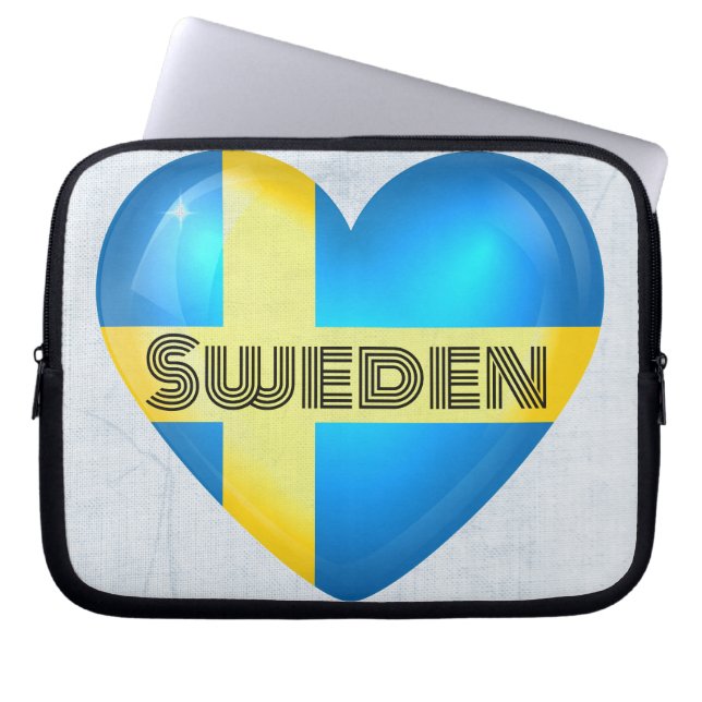 Sverige Heart Flagga Laptop Fodral (Framsidan)