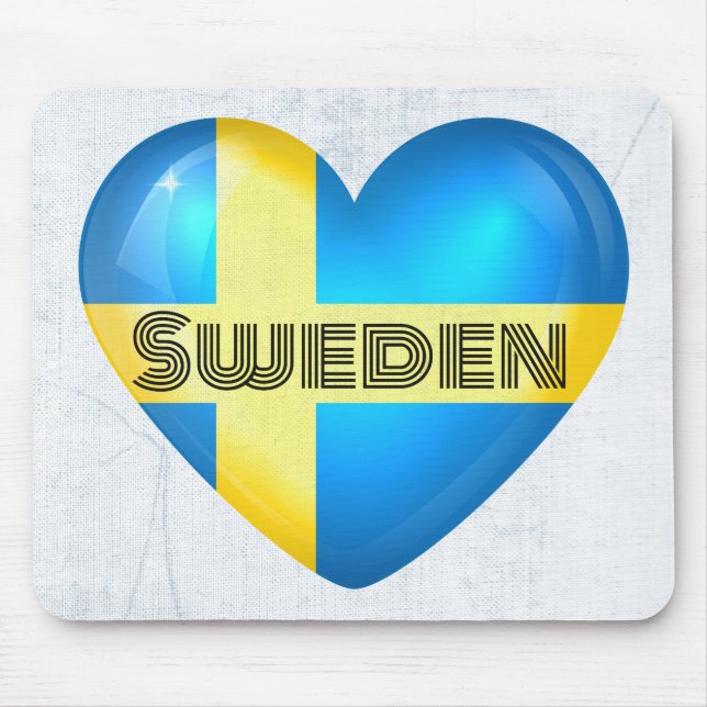 Sverige Heart Flagga Musmatta (Framsidan)