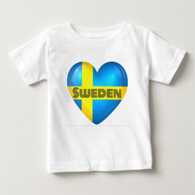 Sverige Heart Flagga T Shirt (Framsida)