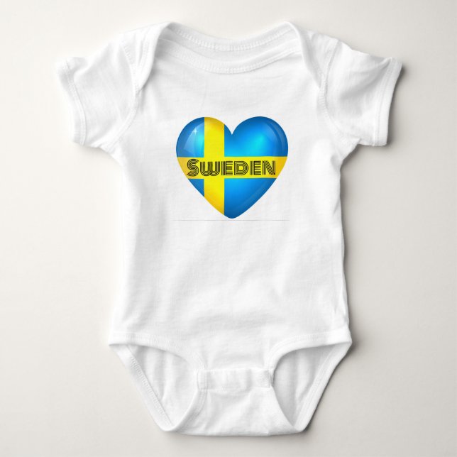 Sverige Heart Flagga T-shirt (Framsida)