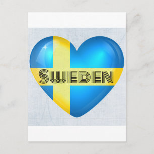 Sverige Heart Flagga Vykort