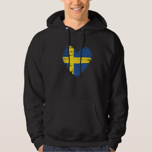Sverige Heart Svenska Flagga Svenska Pridet Hoodie