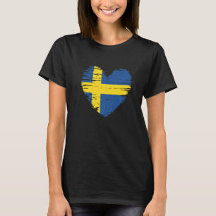 Sverige Heart Svenska Flagga Svenska Pridet T Shirt
