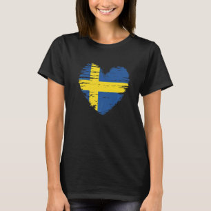 Sverige Heart Svenska Flagga Svenska Pridet T Shirt