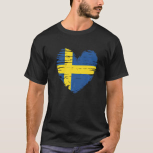 Sverige Heart Svenska Flagga Svenska Pridet T Shirt