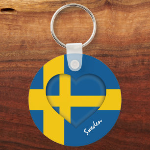 Sverige & hjärta, svenska Flagga/idrott Nyckelring
