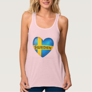 Sverige Hjärtflagga Linne Med Racerback