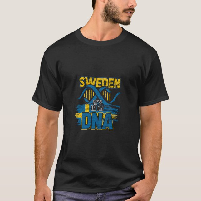 Sverige Hoodie Sverige Dna svensk Flagga T Shirt (Framsida)