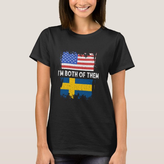 Sverige: Jag är båda två USA USA:s svenska Pride T Shirt (Framsida)