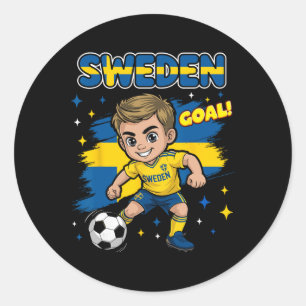 Sverige Kid Målkortong Sverige Svensk Flagga För B Runt Klistermärke