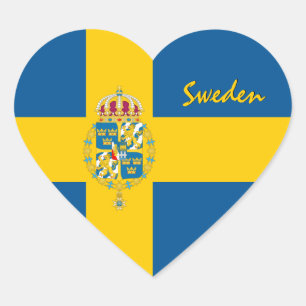 Sverige Klistermärke, Hjärtan, Patriotisk Svenska Hjärtformat Klistermärke