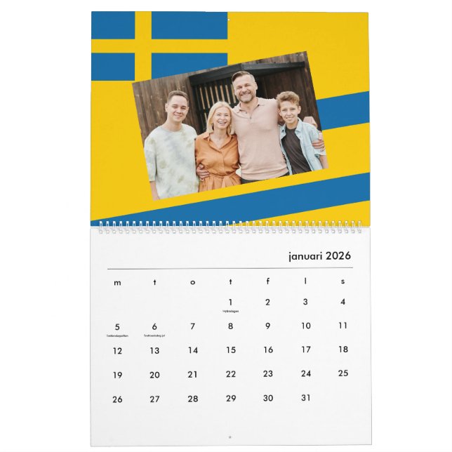 Sverige | Lägg till ditt foto Svenska Flagga 2026 Kalender (Jan 2026)