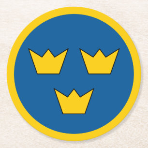 Sverige land flagga roundel round symbol Army nati Underlägg Papper Rund