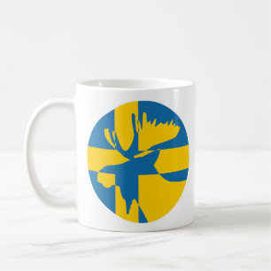 Sverige Moose Swedish National Animal Flagga Kaffemugg