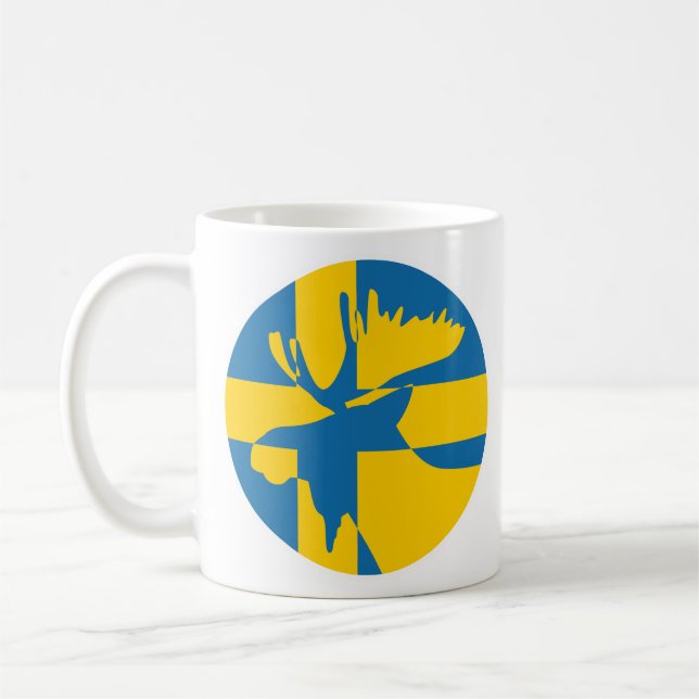 Sverige Moose Swedish National Animal Flagga Kaffemugg (Vänster)