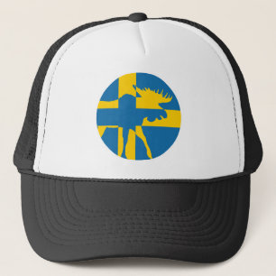 Sverige Moose Swedish National Animal Flagga Keps