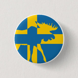 Sverige Moose Swedish National Animal Flagga Knapp