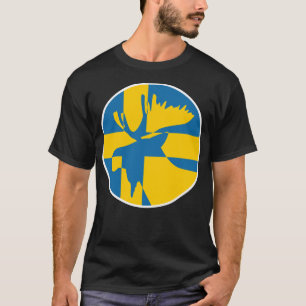 Sverige Moose Swedish National Animal Flagga T Shirt