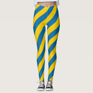 Sverige National Flagga Färg Diagonal Stripe Leggings