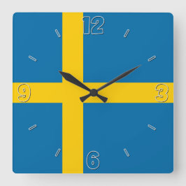 Sverige National Flagga Patriotic Fyrkantig Klocka