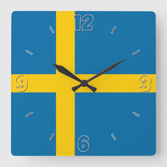 Sverige National Flagga Patriotic Fyrkantig Klocka (Framsida)