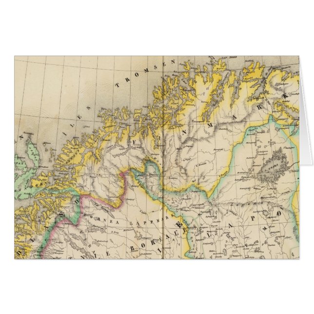 Sverige, Norge Atlas Karta Hälsningskort (Framsidan Horizontal)