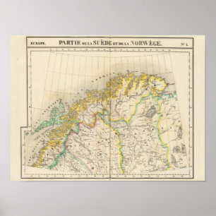Sverige, Norge Atlas Karta Poster