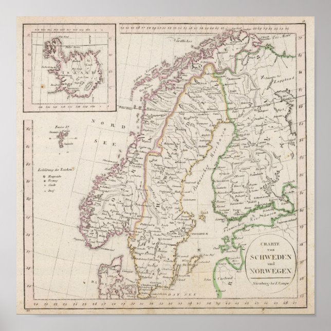 Sverige, Norge, Island Poster (Framsidan)
