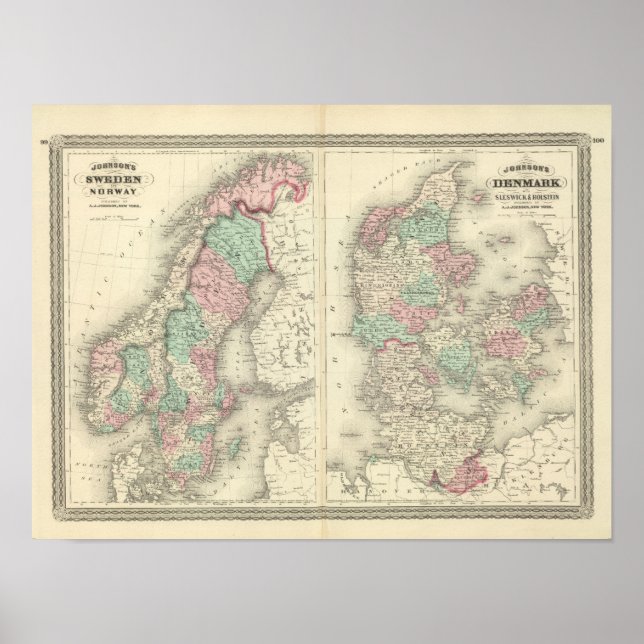 Sverige, Norge och Danmark 2 Poster (Framsidan)