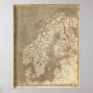 Sverige norgekarta vid Arrowsmith Poster