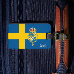 Sverige- och bagagemärken, patriotisk svensk Flagg Bagagebricka