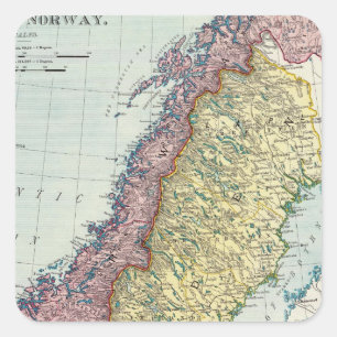 Sverige och Norge 5 Fyrkantigt Klistermärke