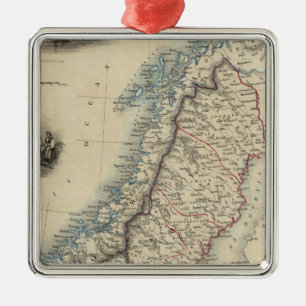 Sverige och norge 8 julgransprydnad metall