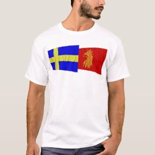 Sverige- och Skåne län som vinkar flaggor Tröja