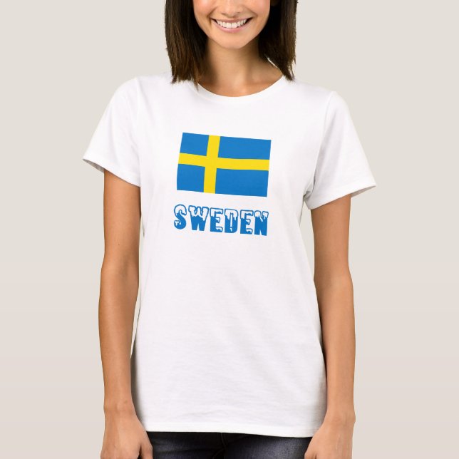 Sverige och svensk Flagga T Shirt (Framsida)