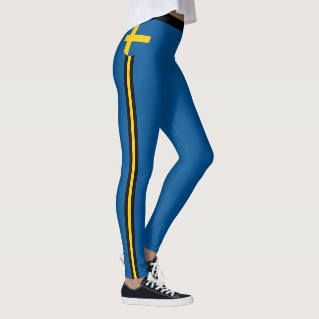 Sverige och svenska Flagga, mode, resa/sport fläkt Leggings (Höger)
